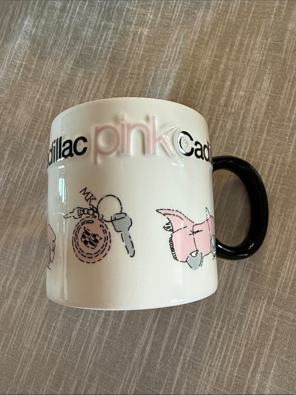 MK Cadillac Pink Logo Ceramic Mug - White & Pink